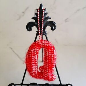 Wondershop Letter Q Chunky Knit Monogram Christmas Tree Ornament in Red/White